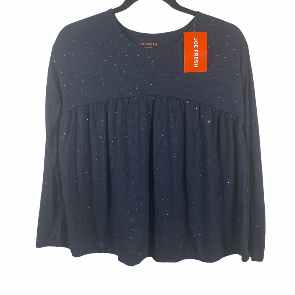 Joe Fresh Girls Blouse Pleated Sparkly Blue